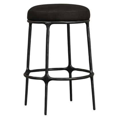 Fletcher Black Kitchen Stool - Black Linen