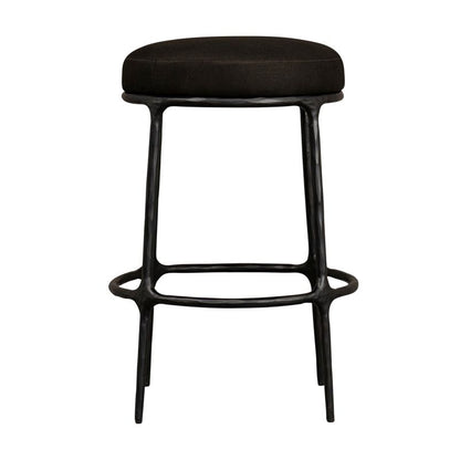 Fletcher Black Kitchen Stool - Black Linen