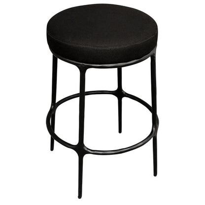 Fletcher Black Kitchen Stool - Black Linen