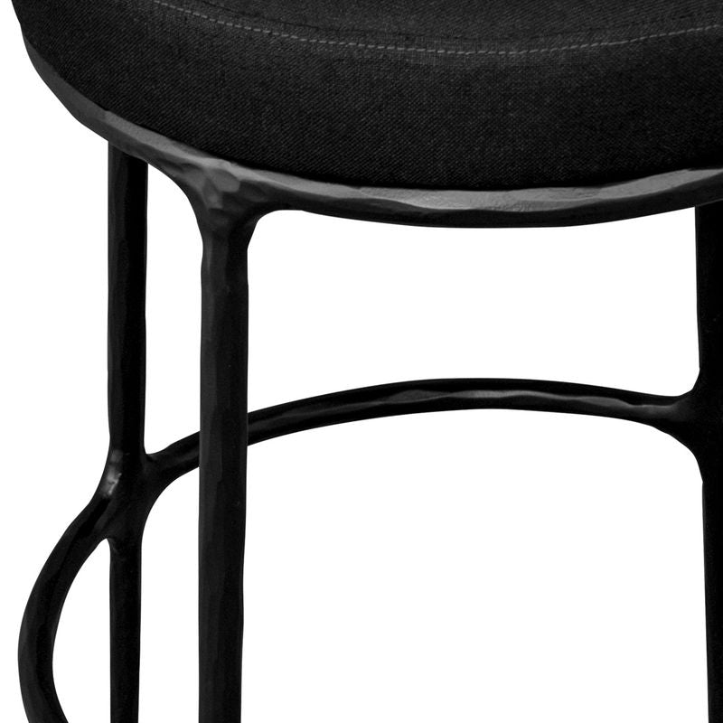 Fletcher Black Kitchen Stool - Black Linen