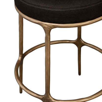 Fletcher Brass Kitchen Stool - Black Linen