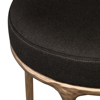 Fletcher Brass Kitchen Stool - Black Linen