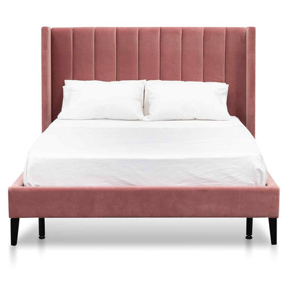 King Bed Frame - Blush Peach Velvet