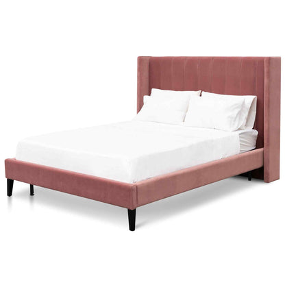 King Bed Frame - Blush Peach Velvet