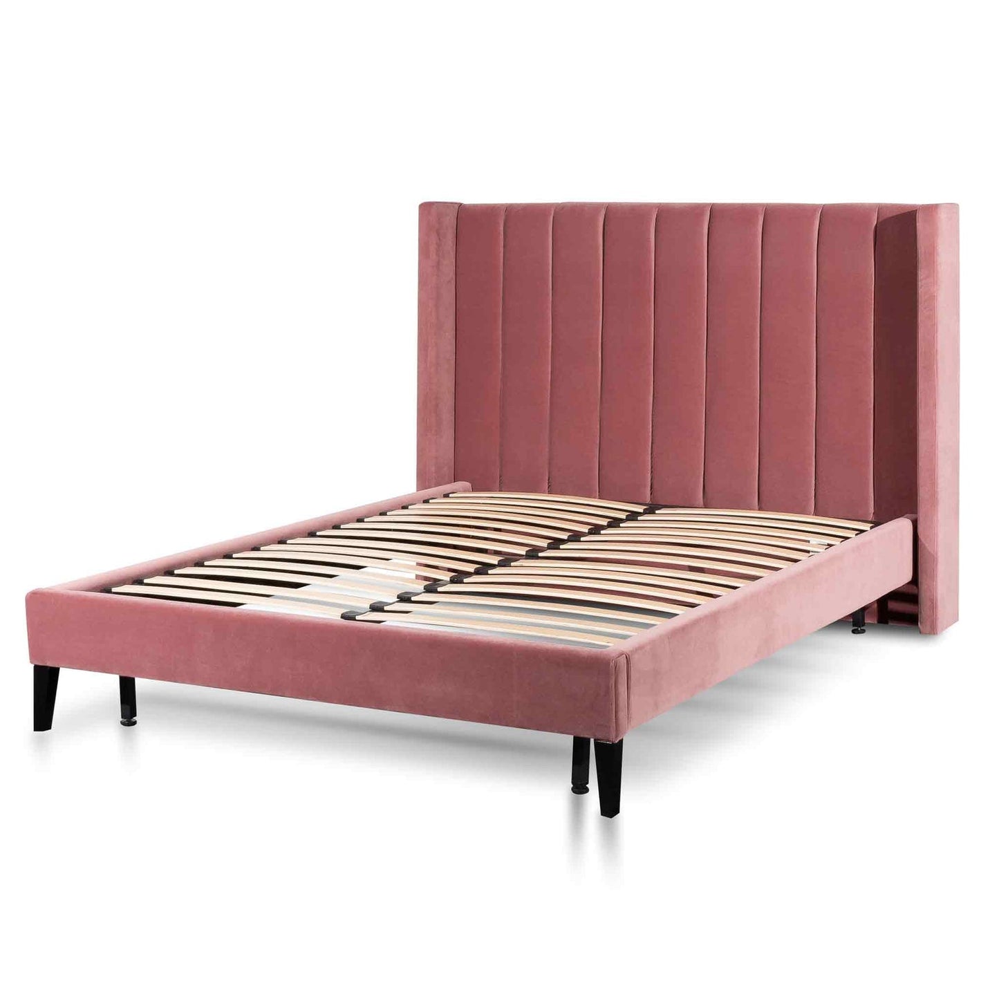 King Bed Frame - Blush Peach Velvet