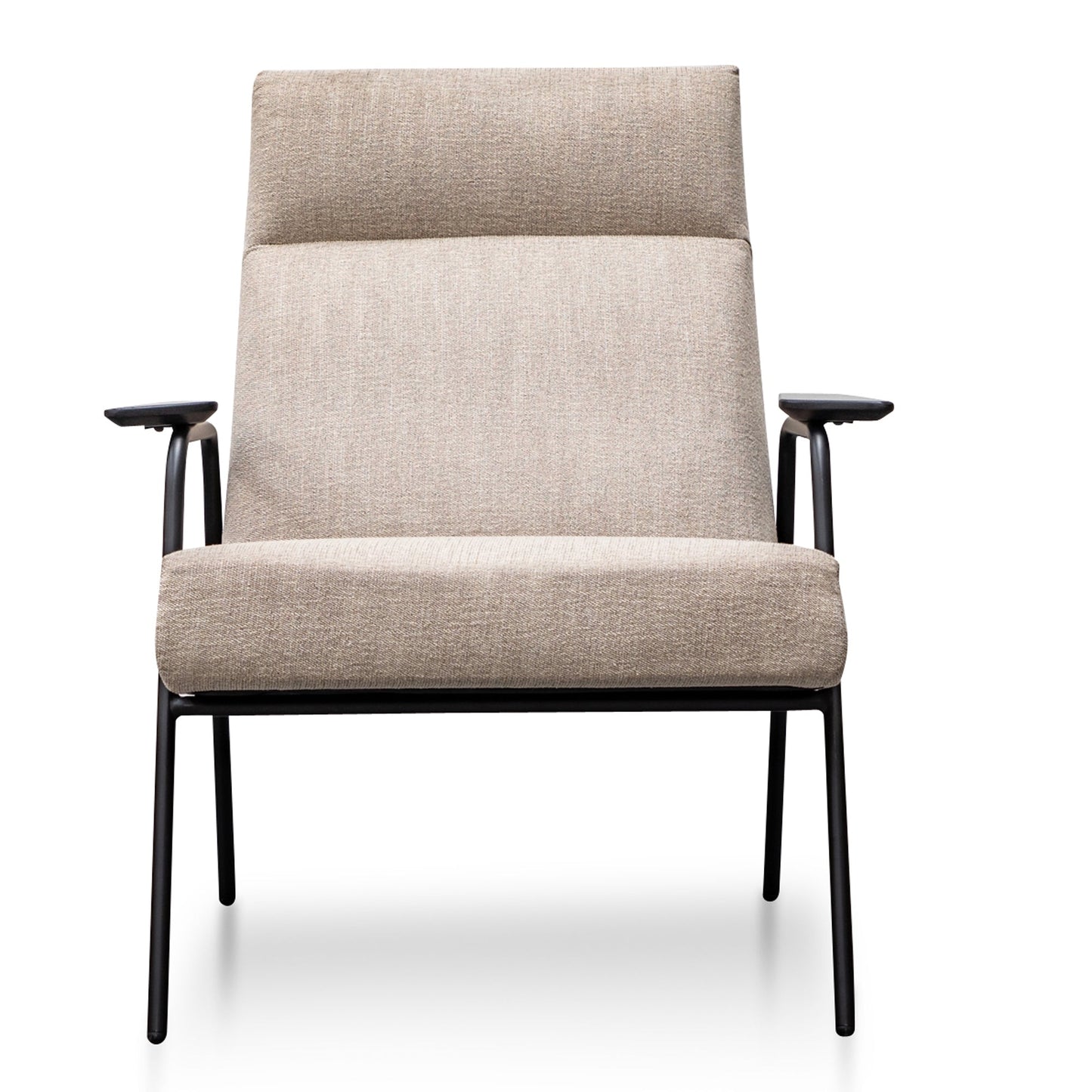 Sand Grey Fabric Armchair with Black Frame