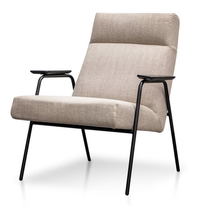 Sand Grey Fabric Armchair with Black Frame