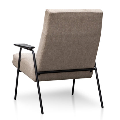 Sand Grey Fabric Armchair with Black Frame