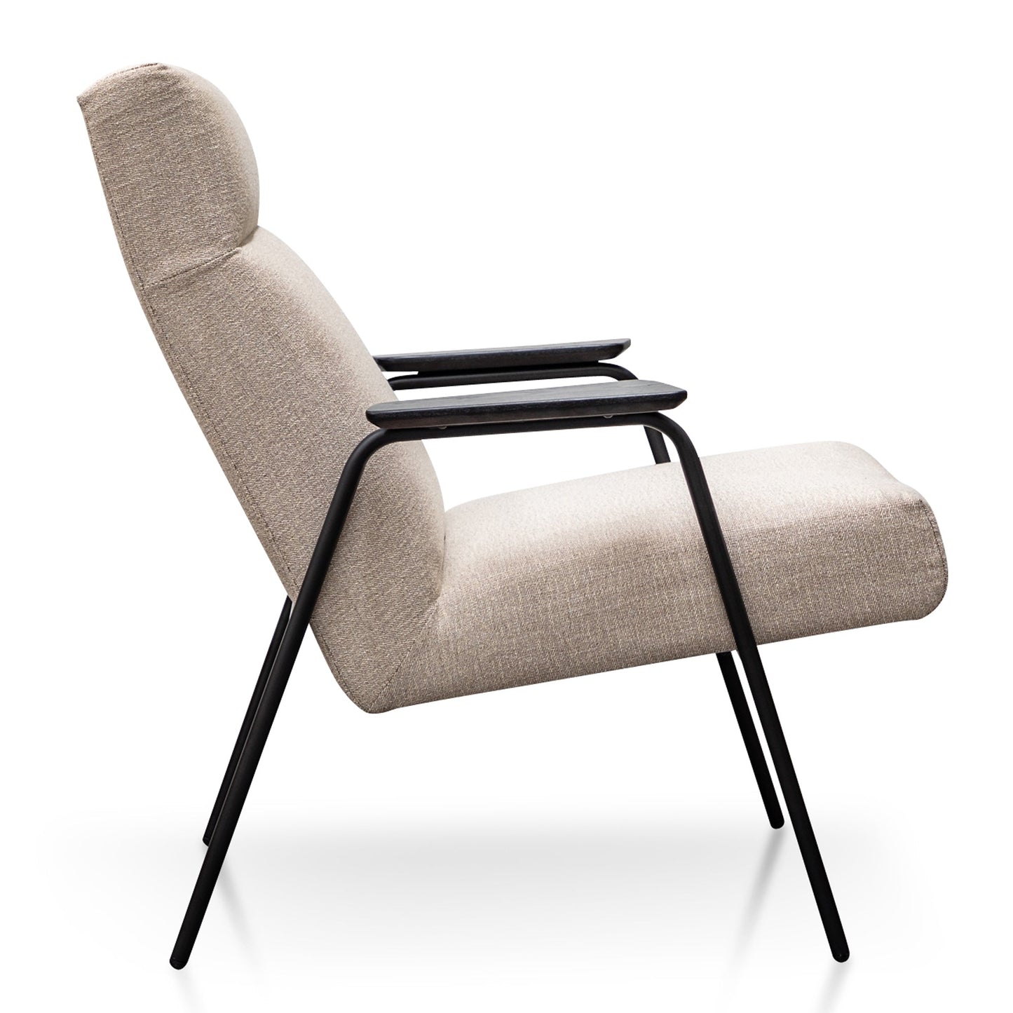 Sand Grey Fabric Armchair with Black Frame