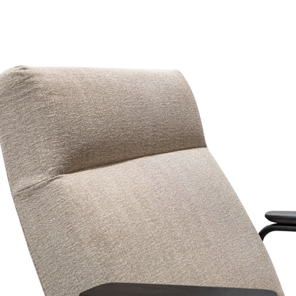 Sand Grey Fabric Armchair with Black Frame