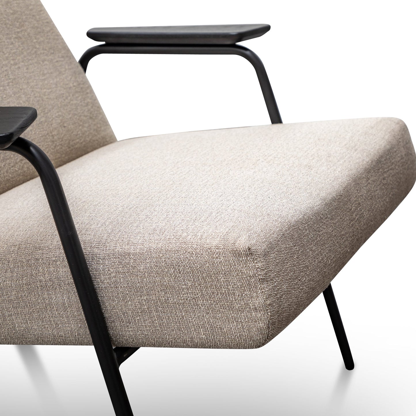 Sand Grey Fabric Armchair with Black Frame