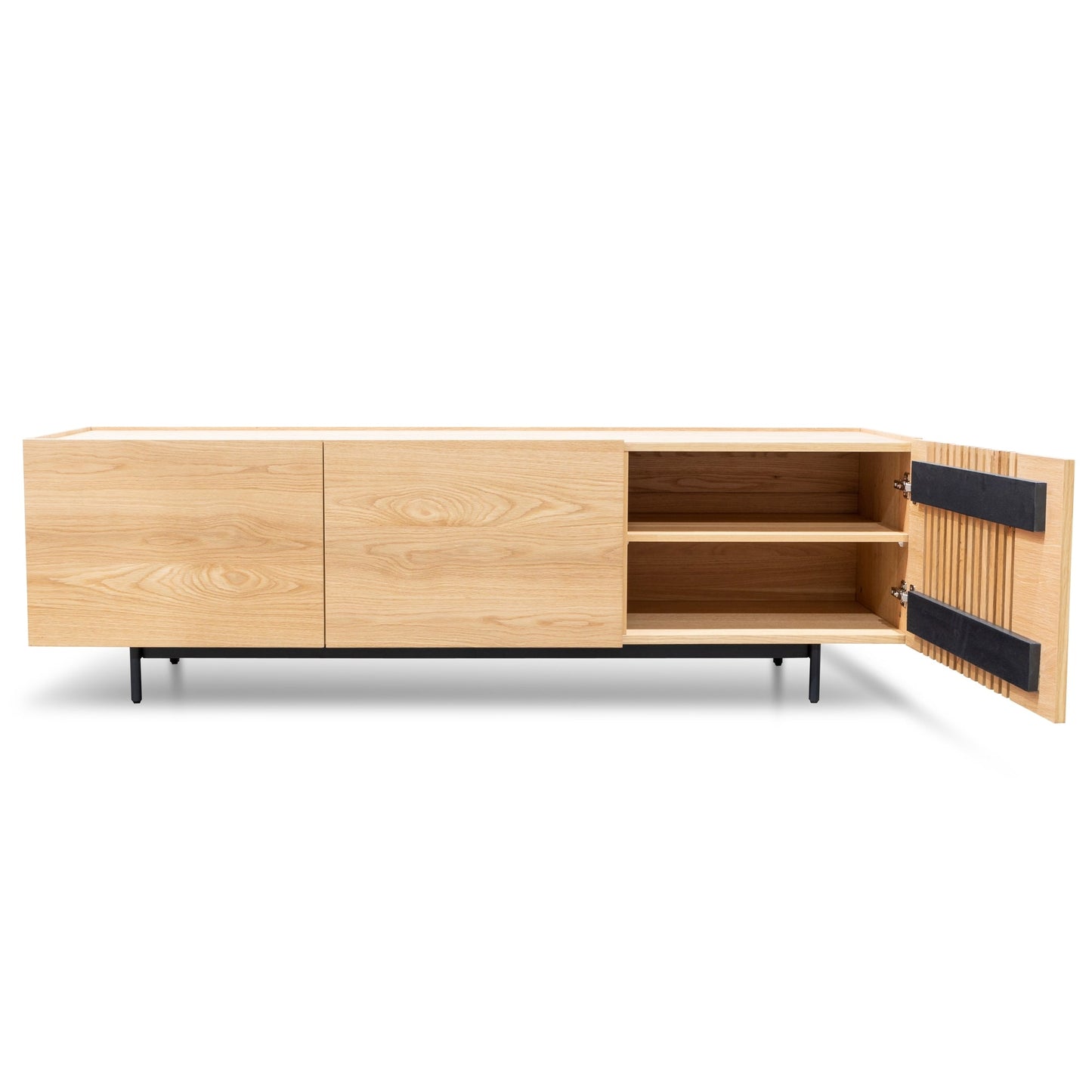 Natural Entertainment TV Unit with Black Legs