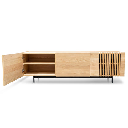 Natural Entertainment TV Unit with Black Legs