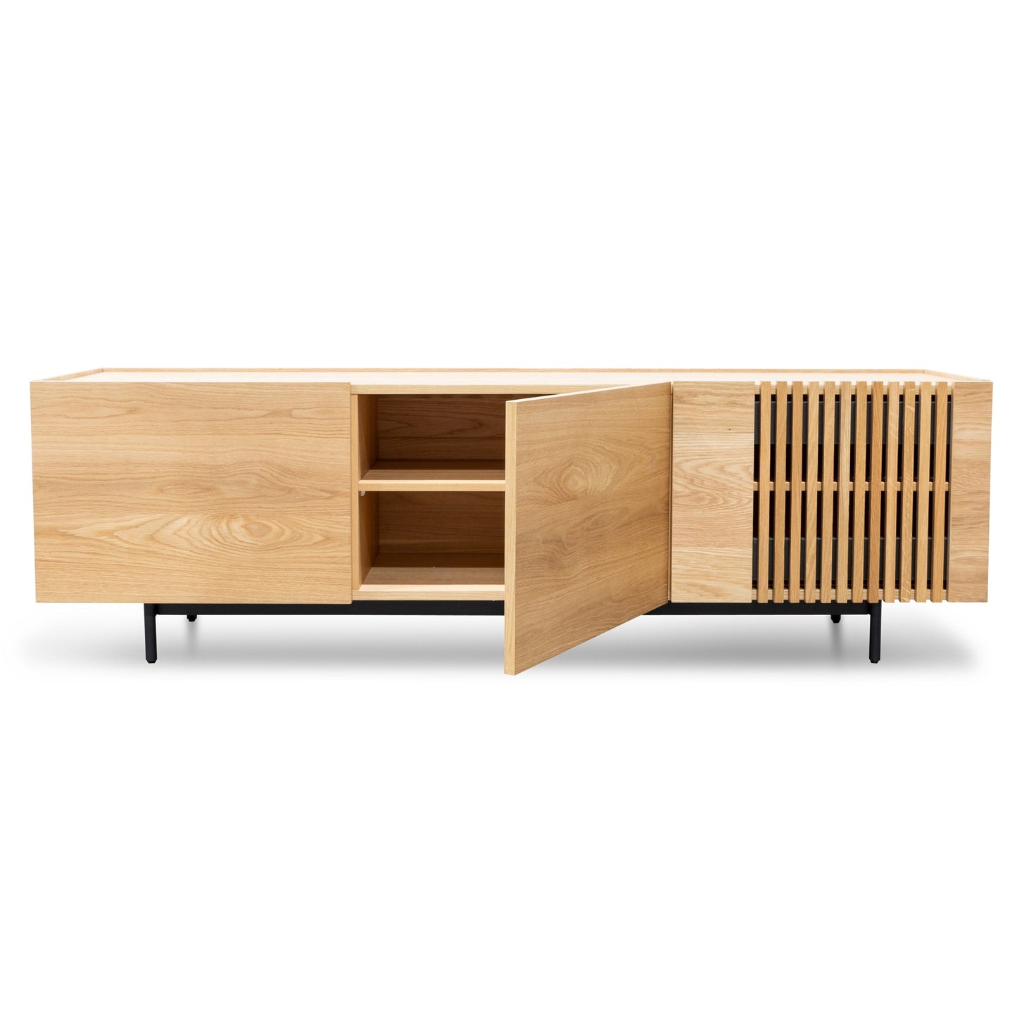 Natural Entertainment TV Unit with Black Legs