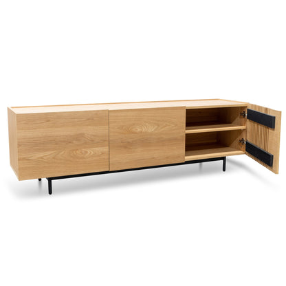 Natural Entertainment TV Unit with Black Legs