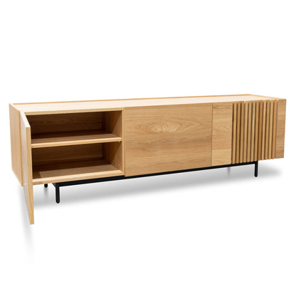 Natural Entertainment TV Unit with Black Legs