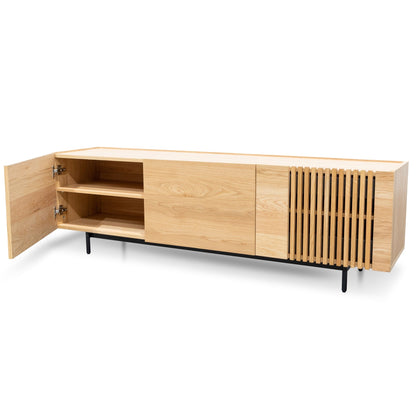 Natural Entertainment TV Unit with Black Legs