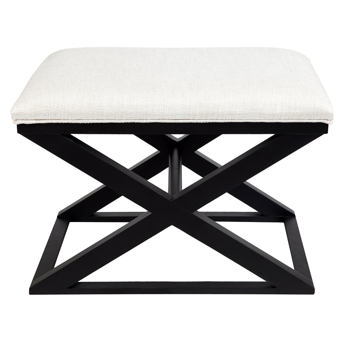 Verne Black Timber Stool - Natural Linen