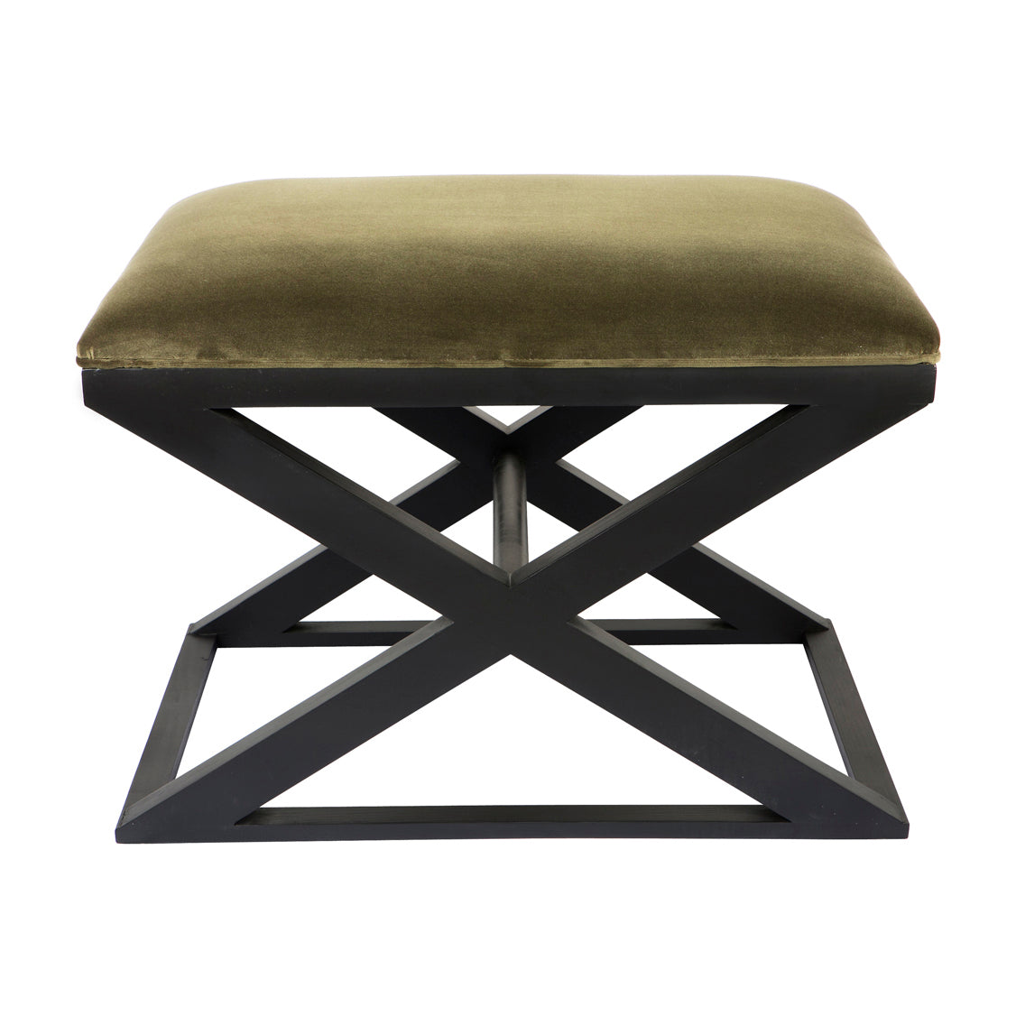 Verne Black Timber Stool - Moss Velvet