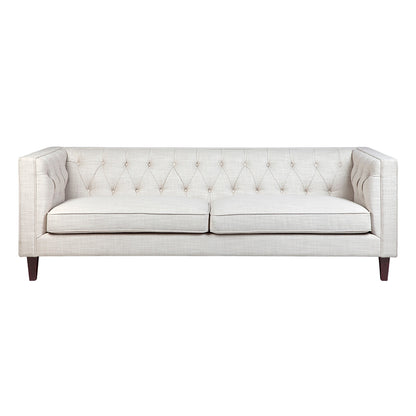 Eleganca 3 Seater Tufted Sofa - Natural Linen