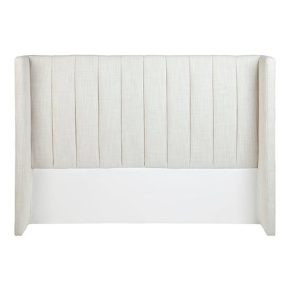 York Panelled Queen Bedhead - Natural Linen