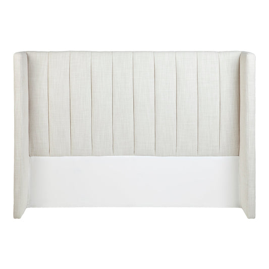 York Panelled Queen Bedhead - Natural Linen