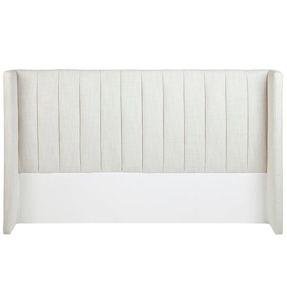 York Panelled King Bedhead - Natural Linen