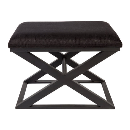 Verne Black Timber Stool - Black Linen