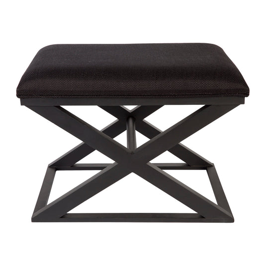 Verne Black Timber Stool - Black Linen