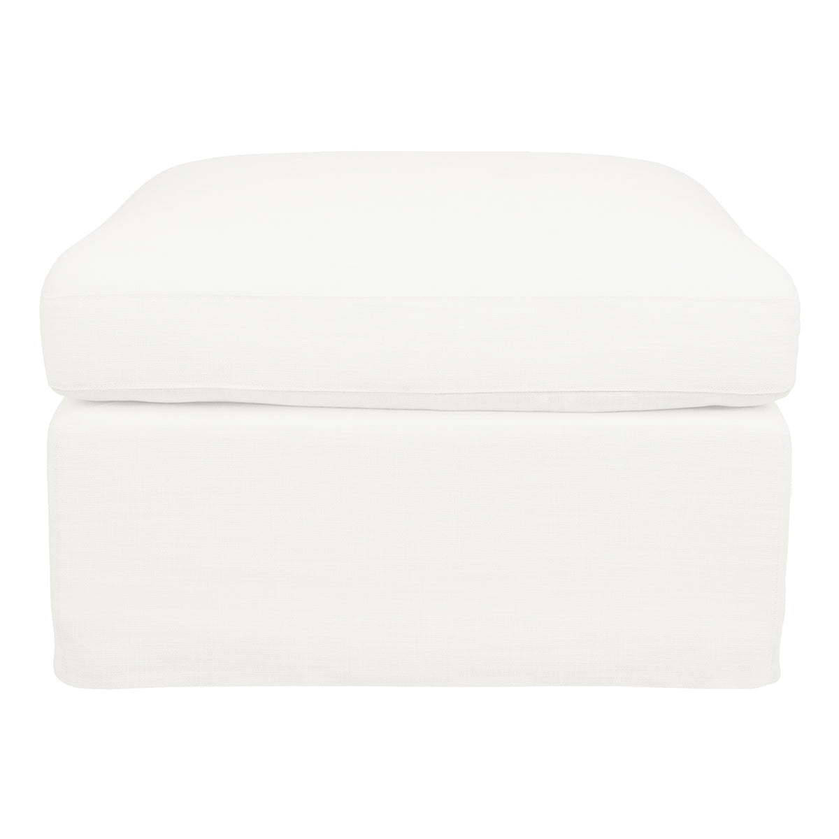 Suffolk Slip Cover Ottoman - White Linen