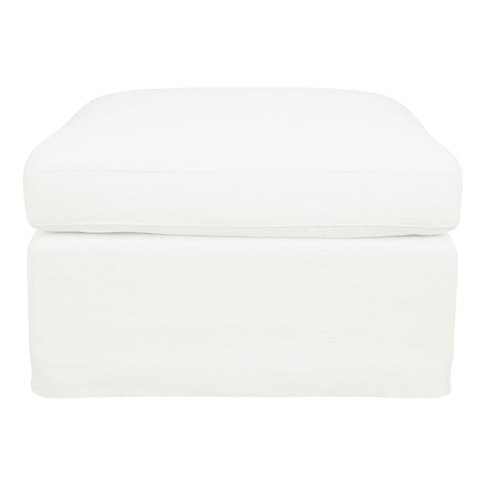 Suffolk Slip Cover Ottoman - White Linen