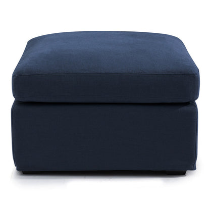 Suffolk Slip Cover Ottoman - Navy Linen