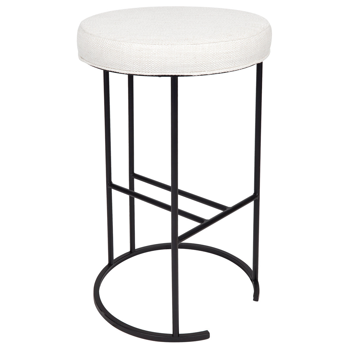 Aurelio Black Iron Kitchen Stool - Natural Linen