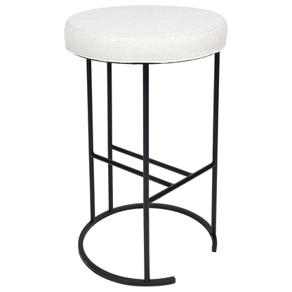 Aurelio Black Iron Kitchen Stool - Natural Linen