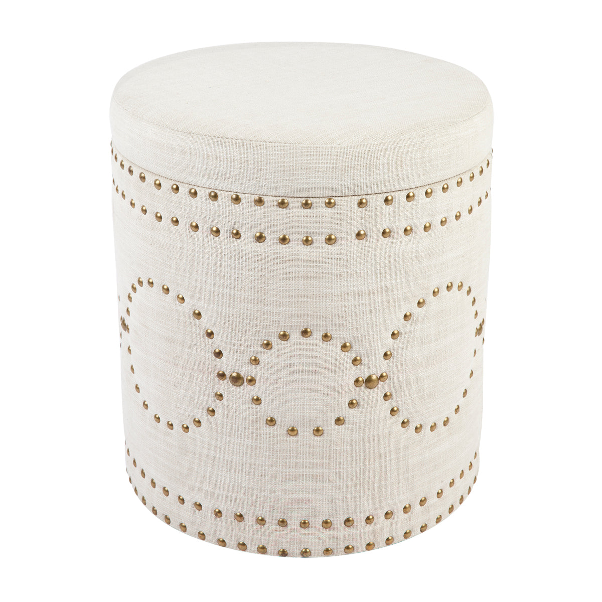 Bijou Round Storage Stool - Natural Linen