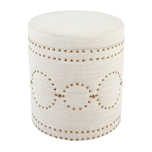 Bijou Round Storage Stool - Natural Linen