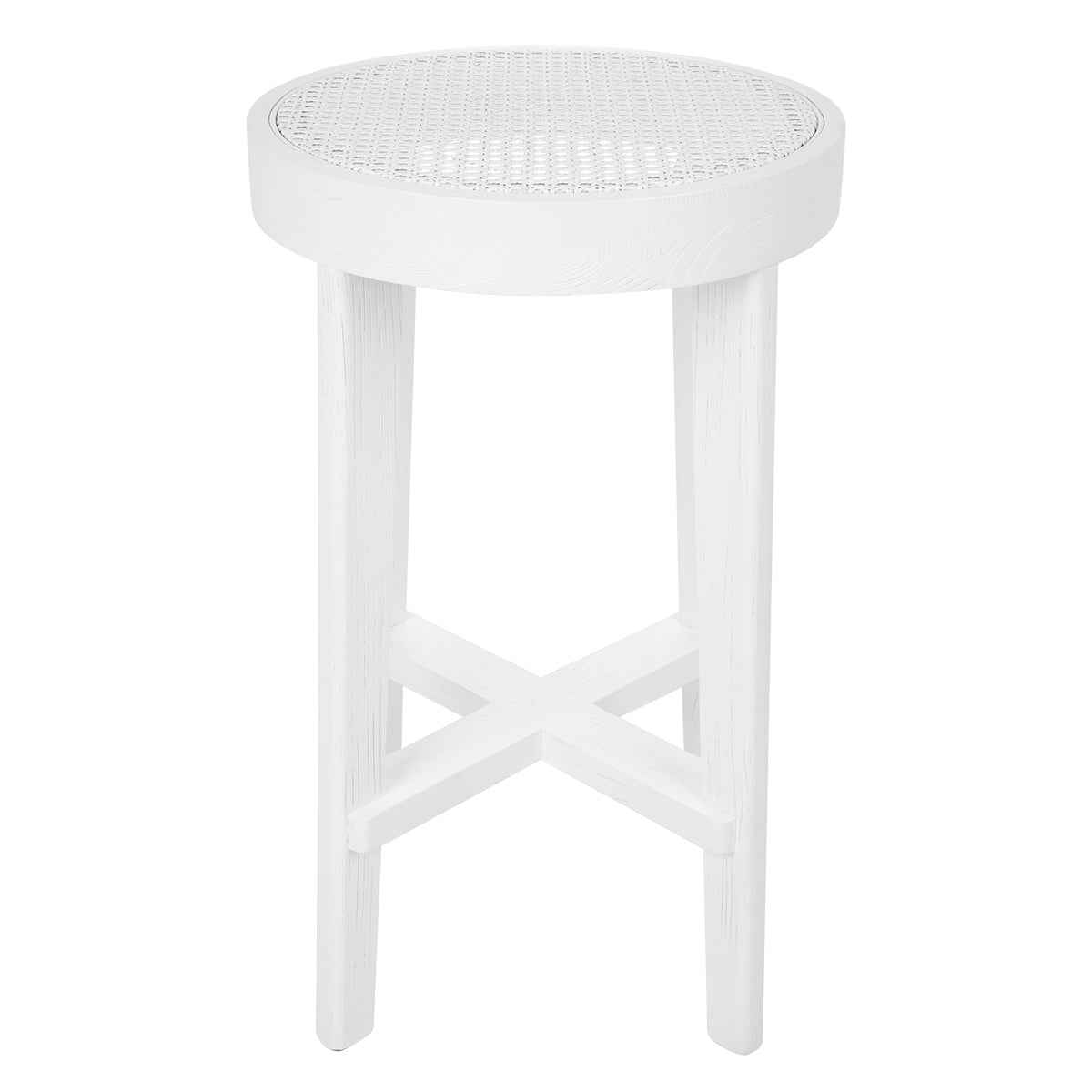 White Rattan Kitchen Stool