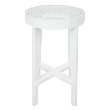 White Rattan Kitchen Stool