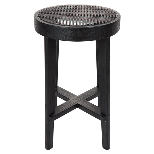 Watego Black Rattan Kitchen Stool