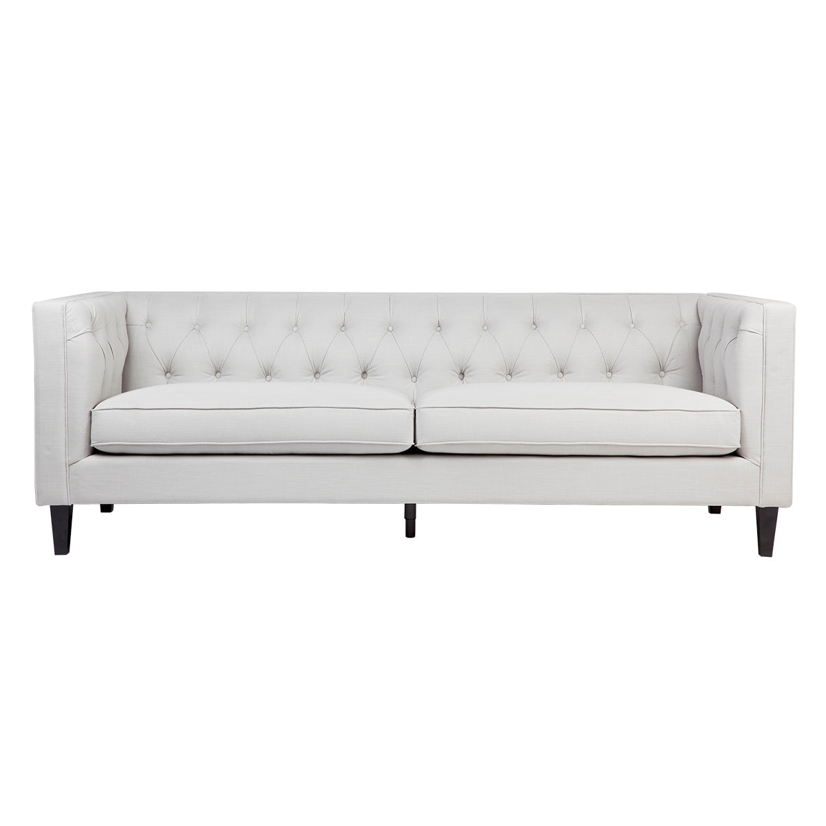 Eleganca 3 Seater Tufted Sofa - Cool Grey Linen