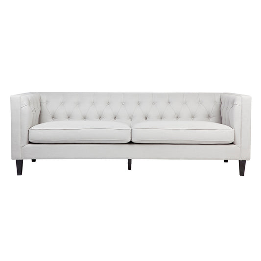 Eleganca 3 Seater Tufted Sofa - Cool Grey Linen