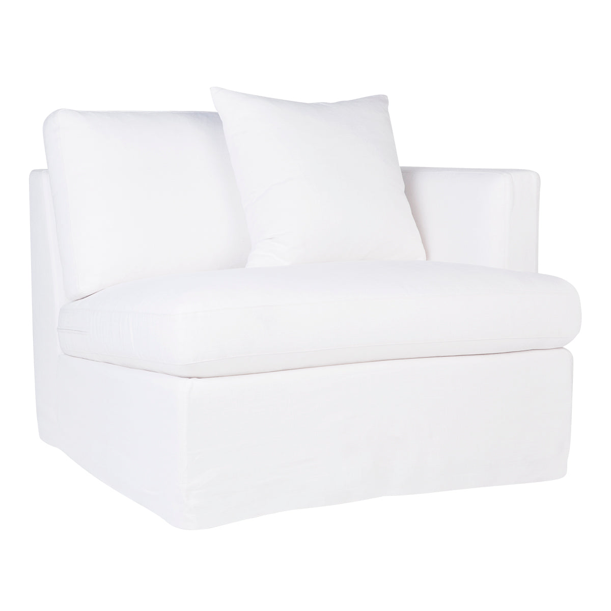 Suffolk Slip Cover Right Arm Facing Seat  - White Linen