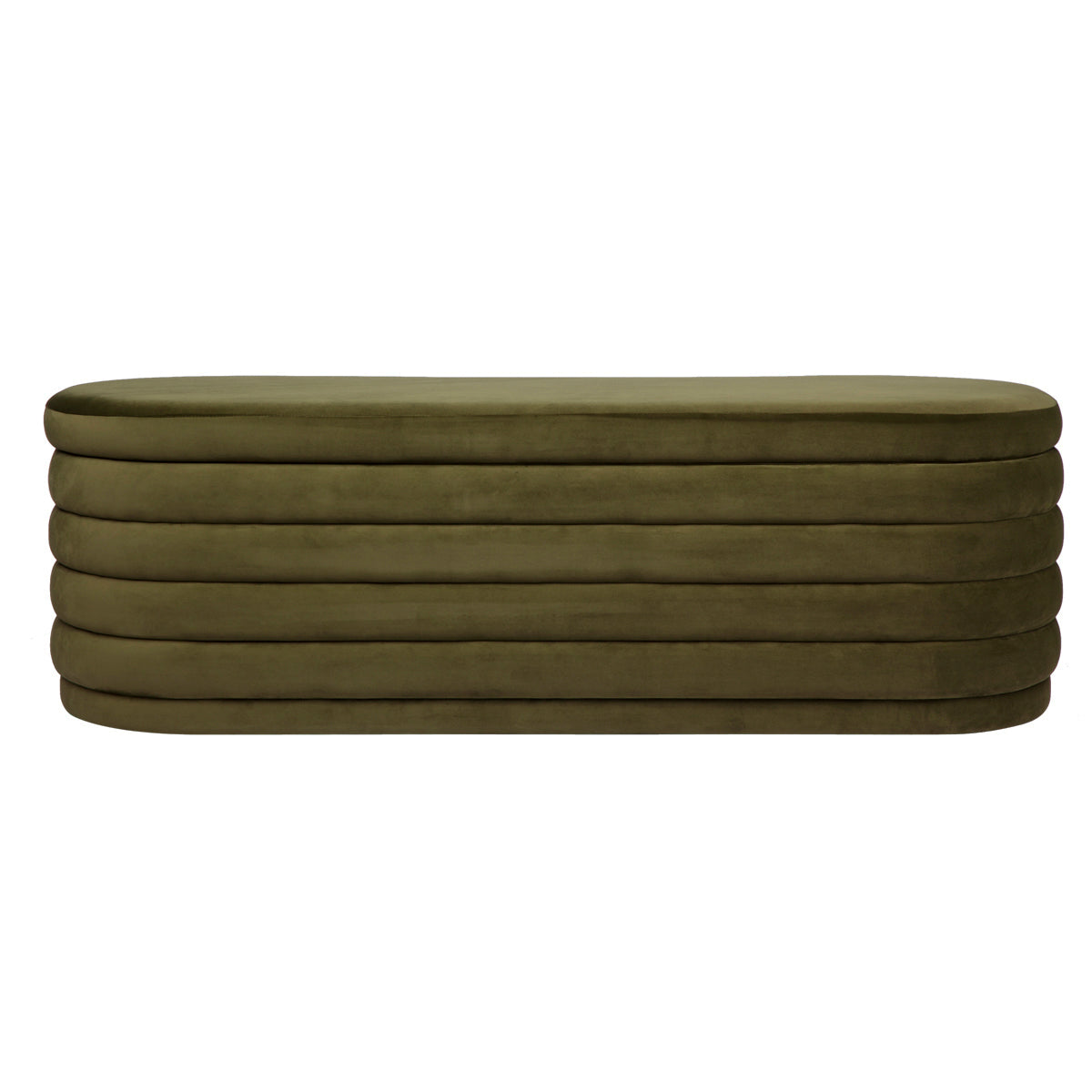 Celeste Storage Bench Ottoman - Olive Velvet