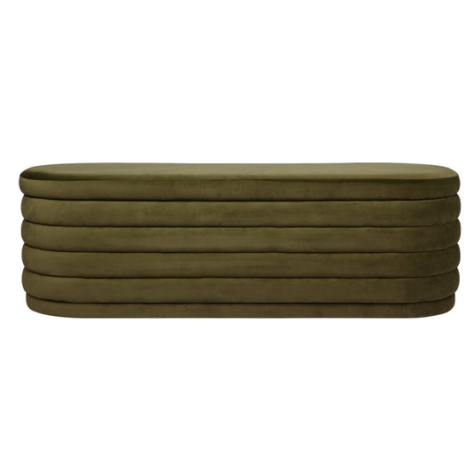 Celeste Storage Bench Ottoman - Olive Velvet