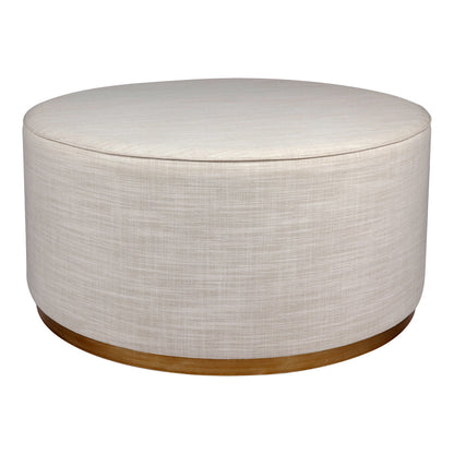 Rondo Round Ottoman - Off White Linen