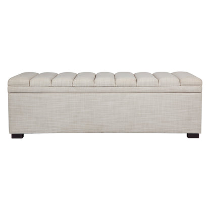 Brixton Storage Bench Ottoman - Off White Linen