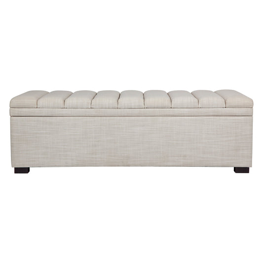 Brixton Storage Bench Ottoman - Off White Linen