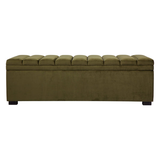 Brixton Storage Bench Ottoman - Olive Velvet