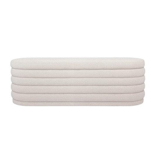 Celeste Storage Bench Ottoman - White Boucle