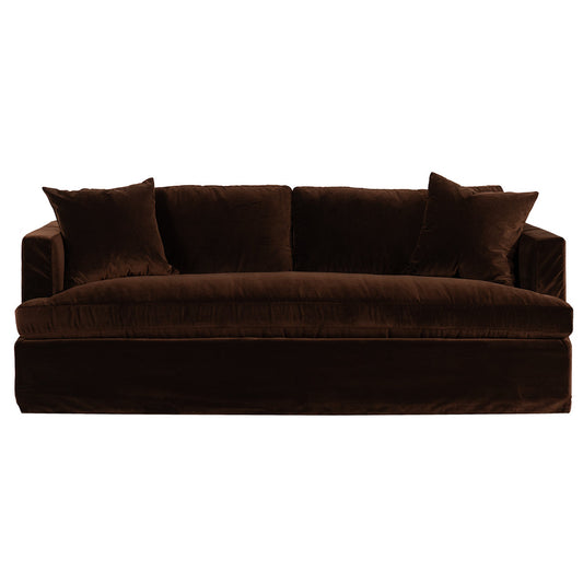 Suffolk 3 Seater Slip Cover Sofa - Dark Chocolate Velvet